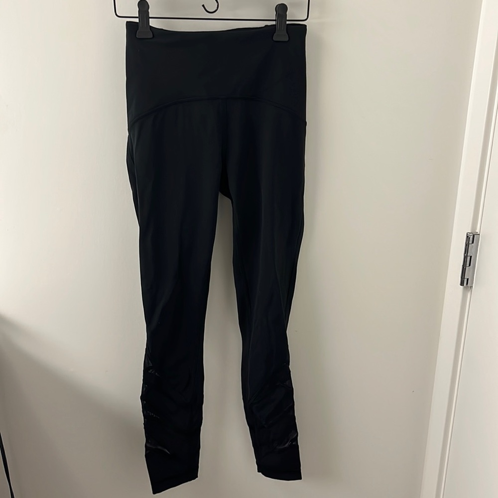 Black lululemon leggings with mesh panels